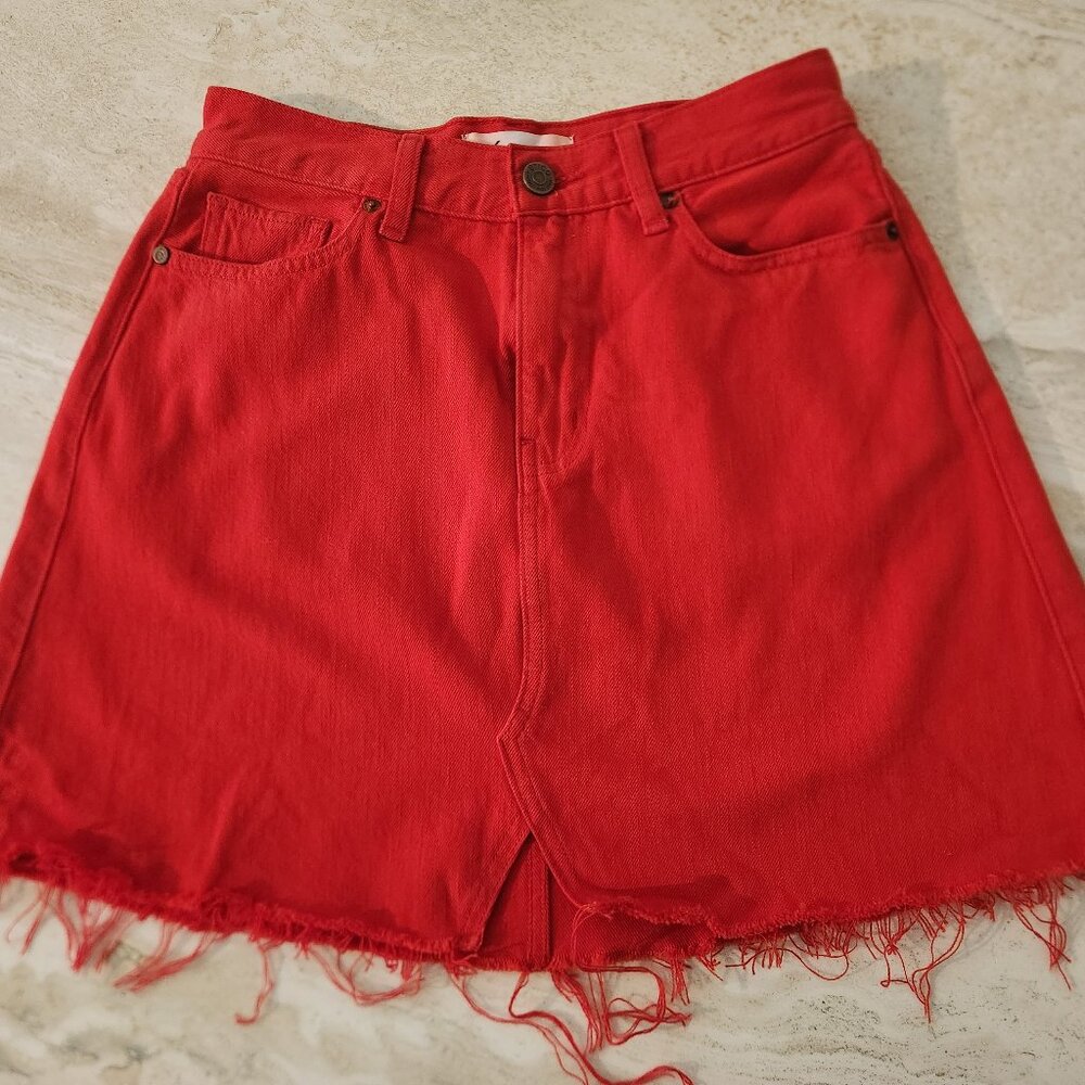 Etica Red Denim skirt Size Small 25